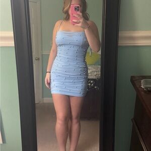 Mini dress with pearls